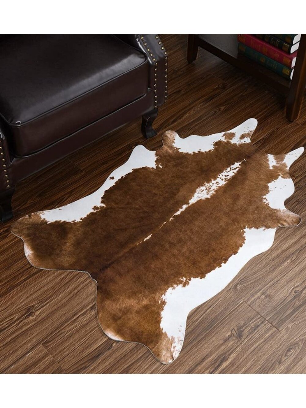 Cowhide Rug, Small Cow Print Rug for Bedroom Living Room 43x27 Inch